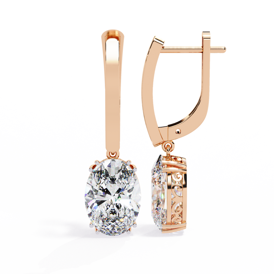 Oval Cut Lab Grown Diamond Drop Earrings