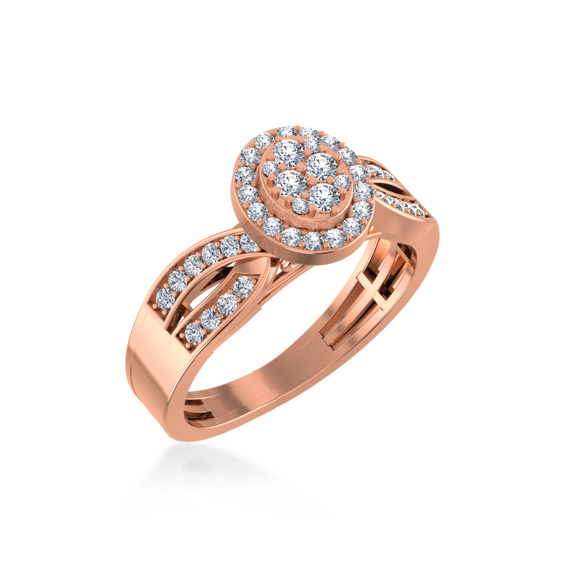 Oval Halo Lab-Grown Diamond Ring with Split Shank5