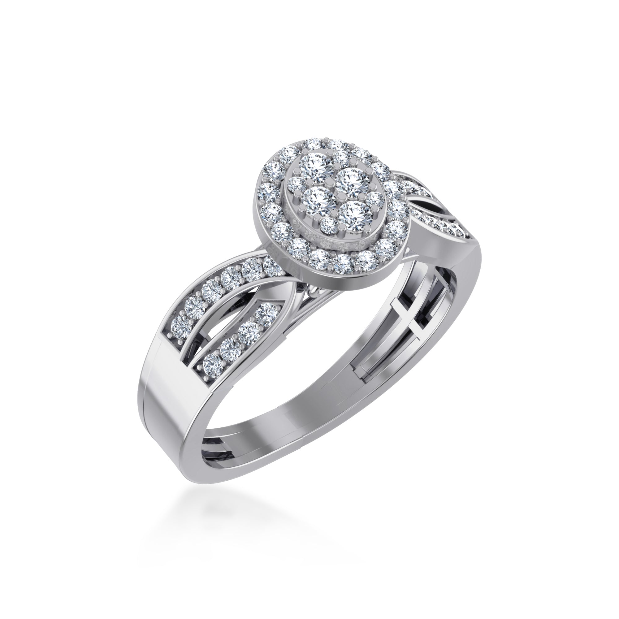 Oval Halo Lab-Grown Diamond Ring with Split Shank8