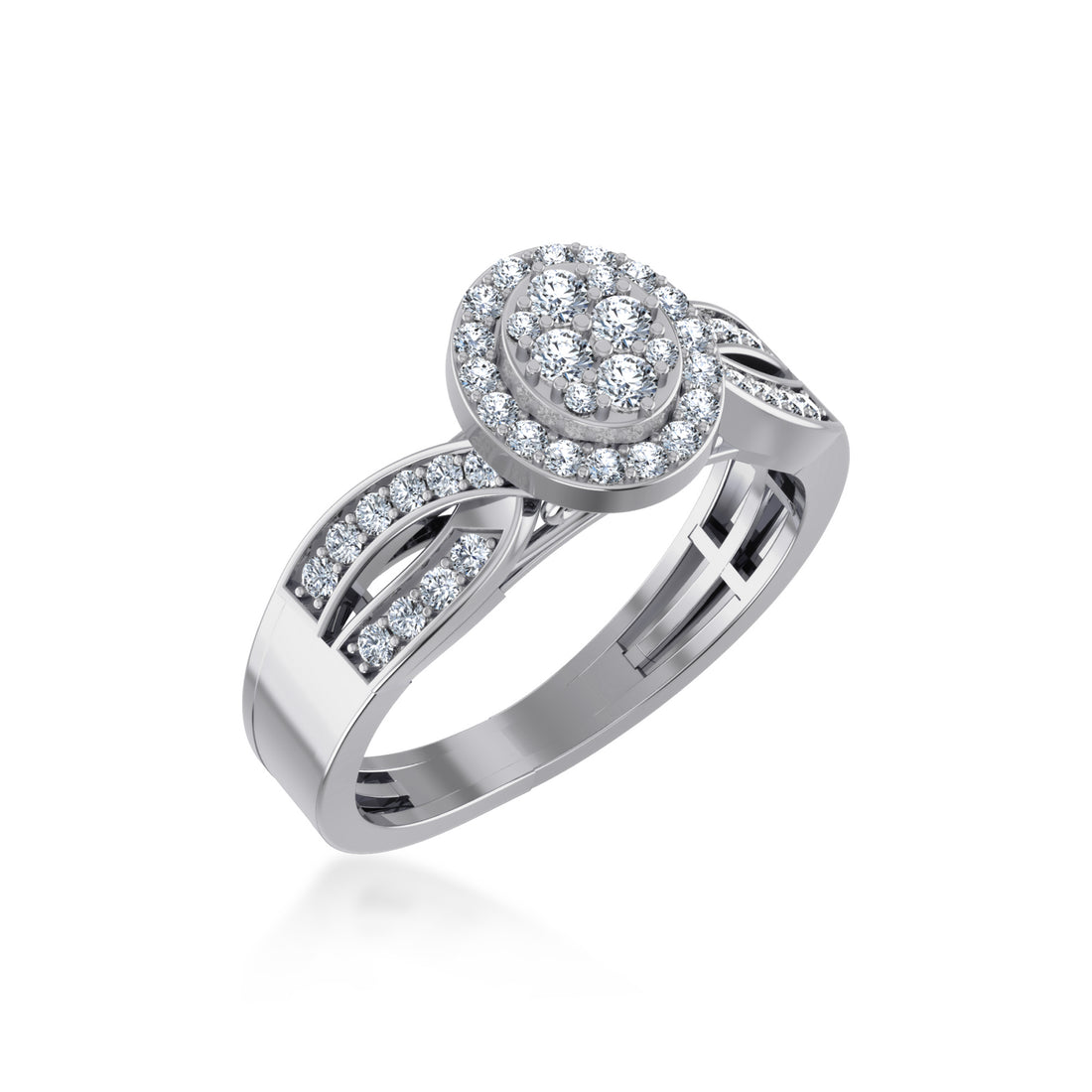 Oval Halo Lab-Grown Diamond Ring with Split Shank8