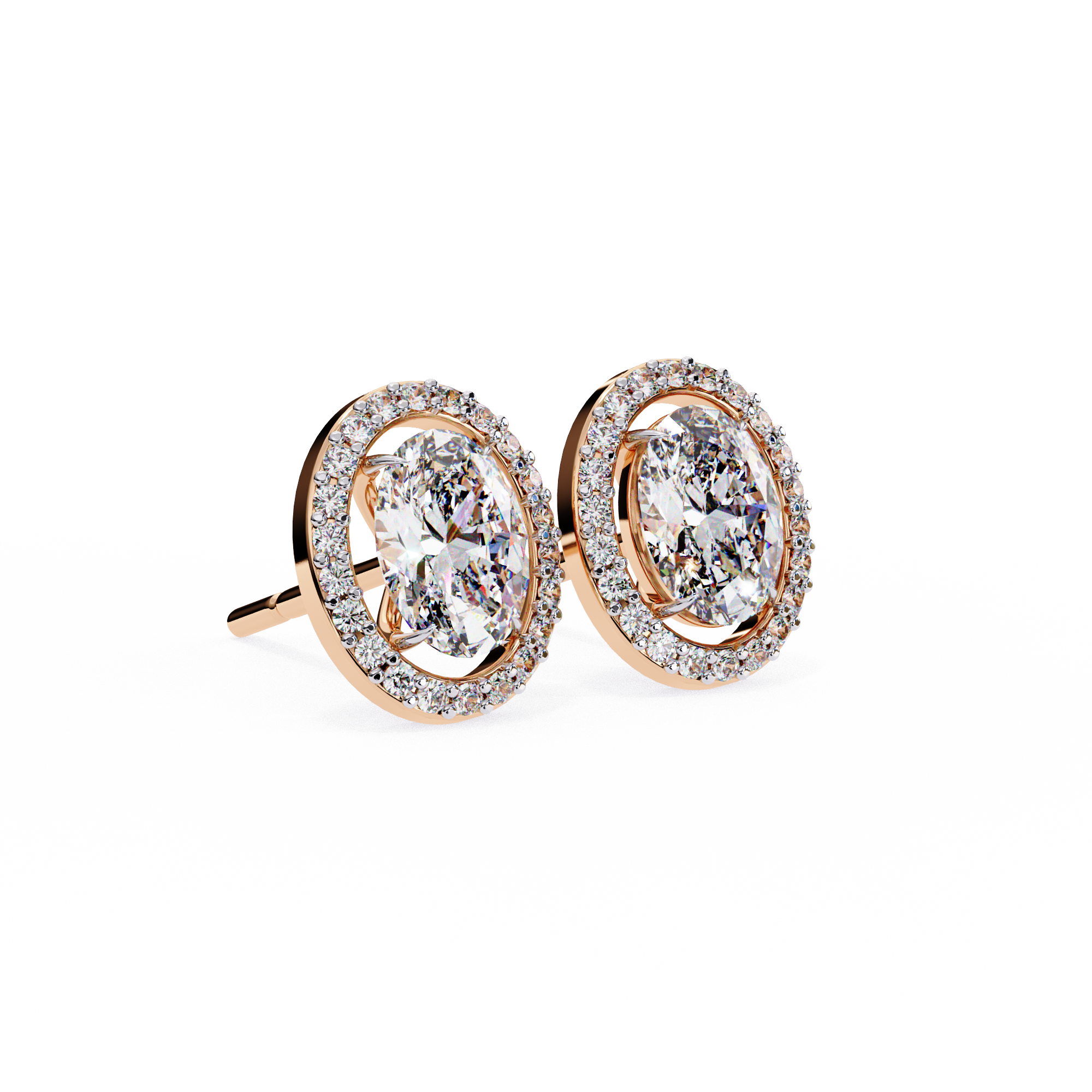 Oval Halo Lab Grown Diamond Studs