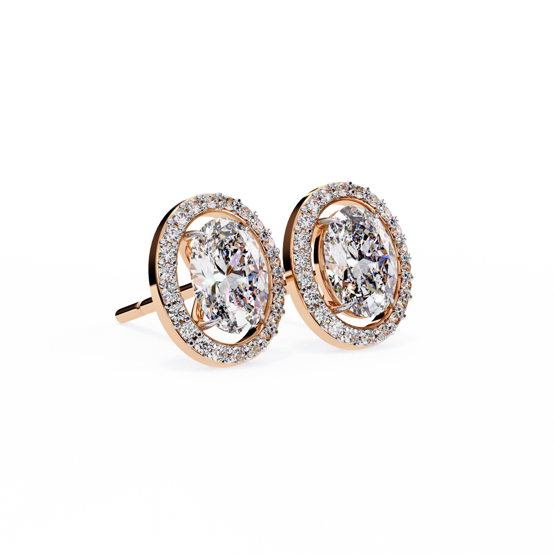 Oval Halo Lab Grown Diamond Studs