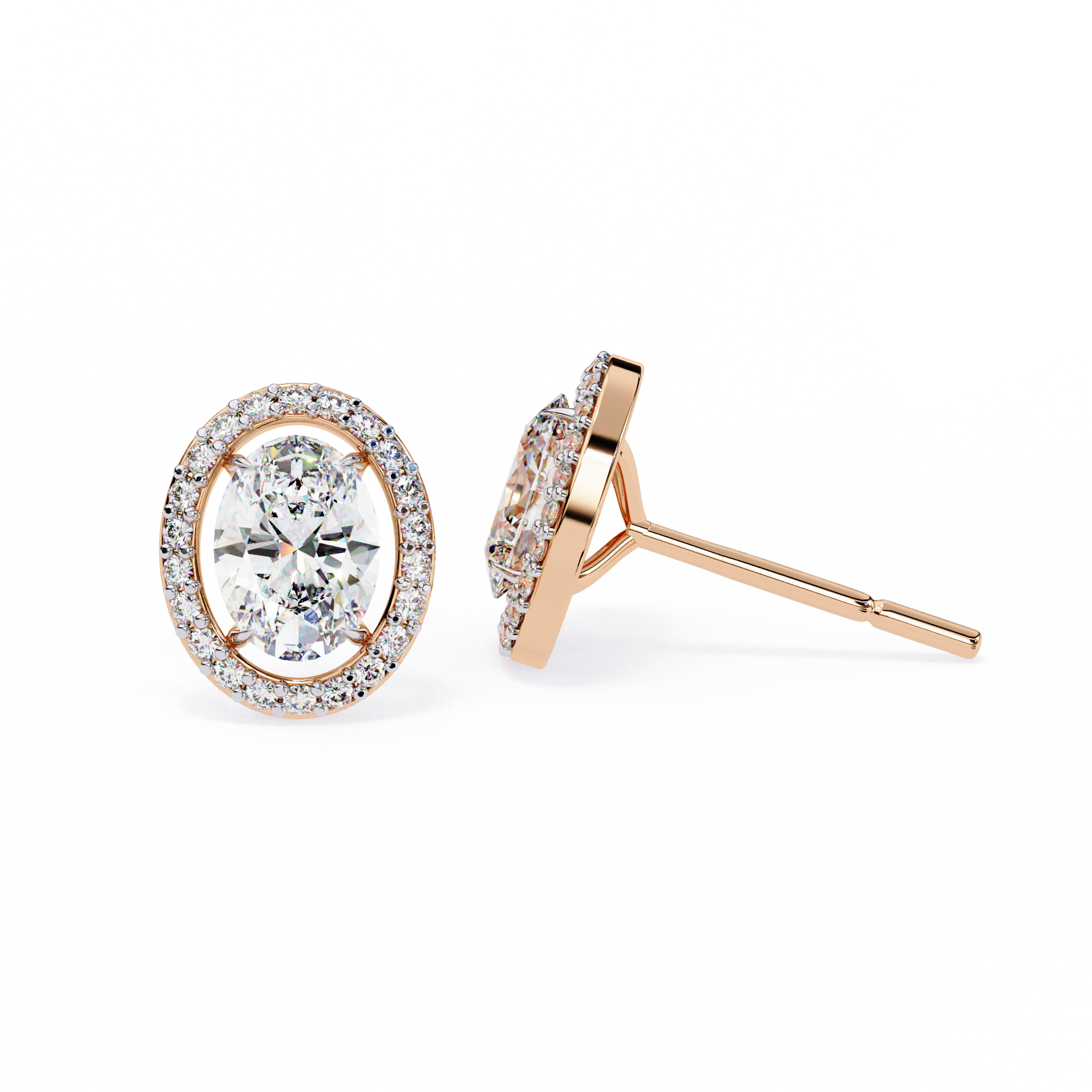 Oval Halo Lab Grown Diamond Studs