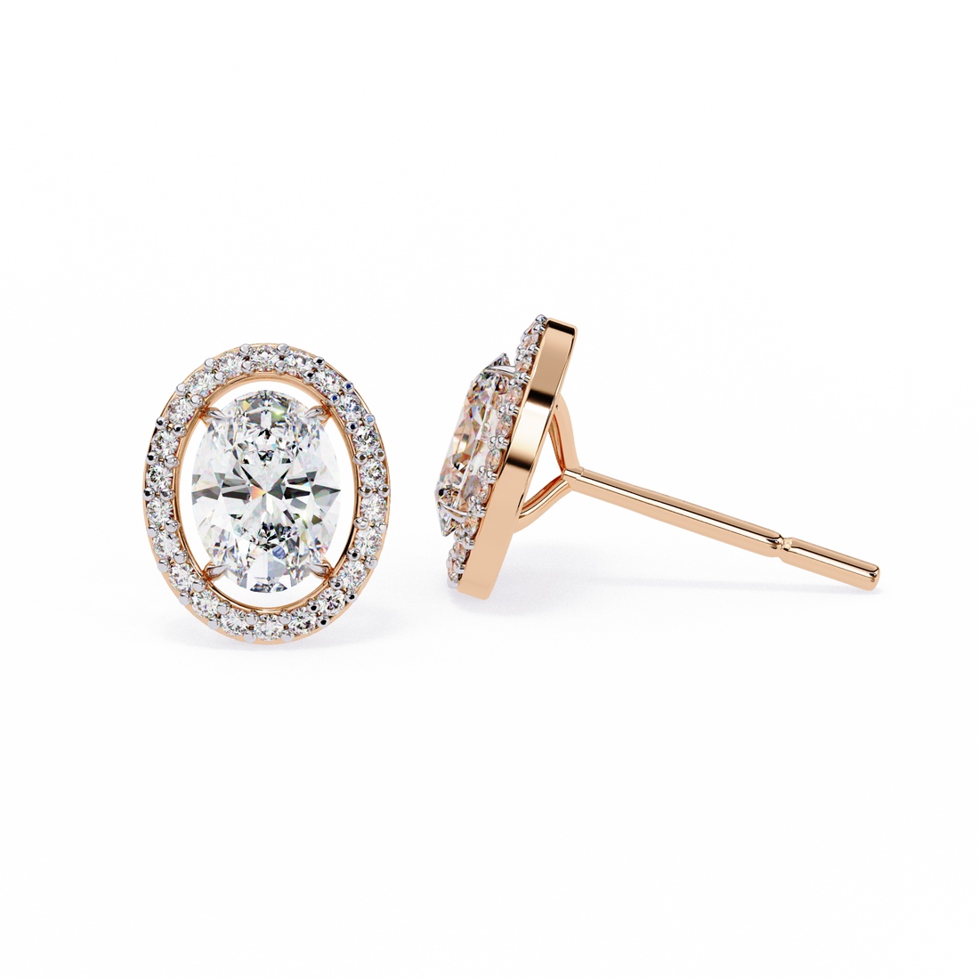 Oval Halo Lab Grown Diamond Studs