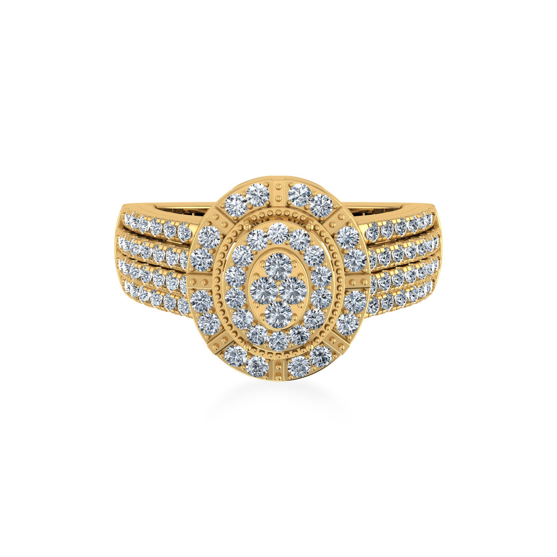 Oval Lab Diamond Ring with Triple Row Band