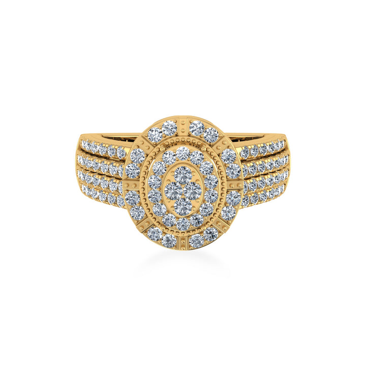 Oval Lab Diamond Ring with Triple Row Band