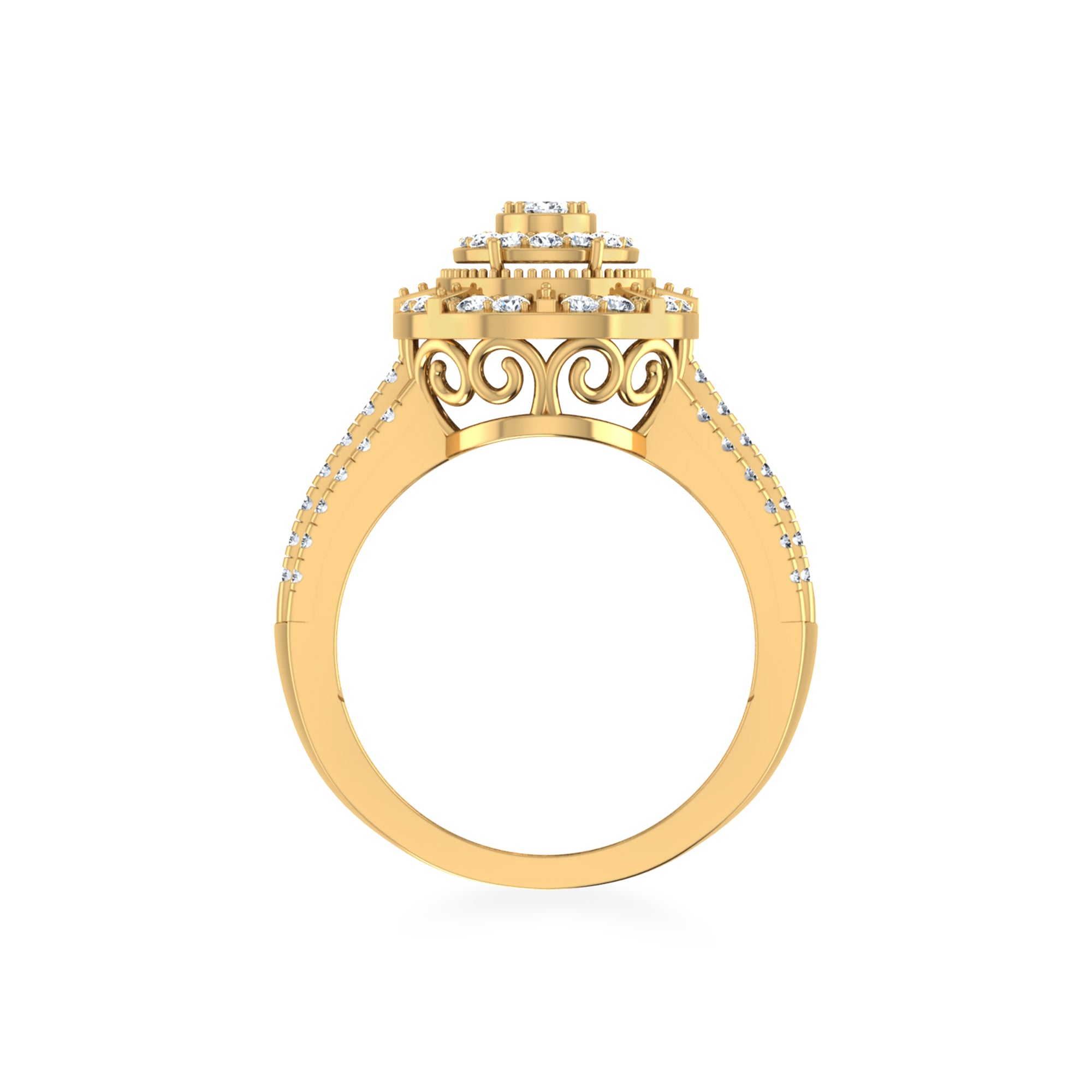 Oval Lab Diamond Ring with Triple Row Band 3