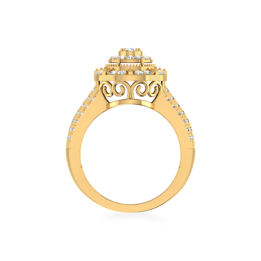 Oval Lab Diamond Ring with Triple Row Band 3