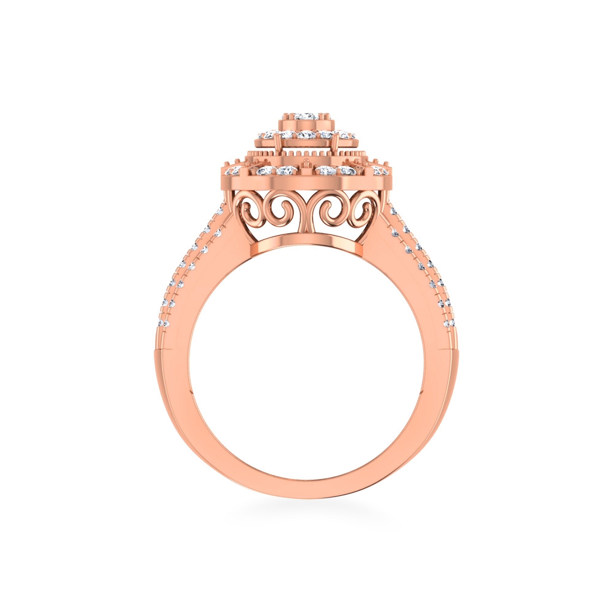 Oval Lab Diamond Ring with Triple Row Band 6