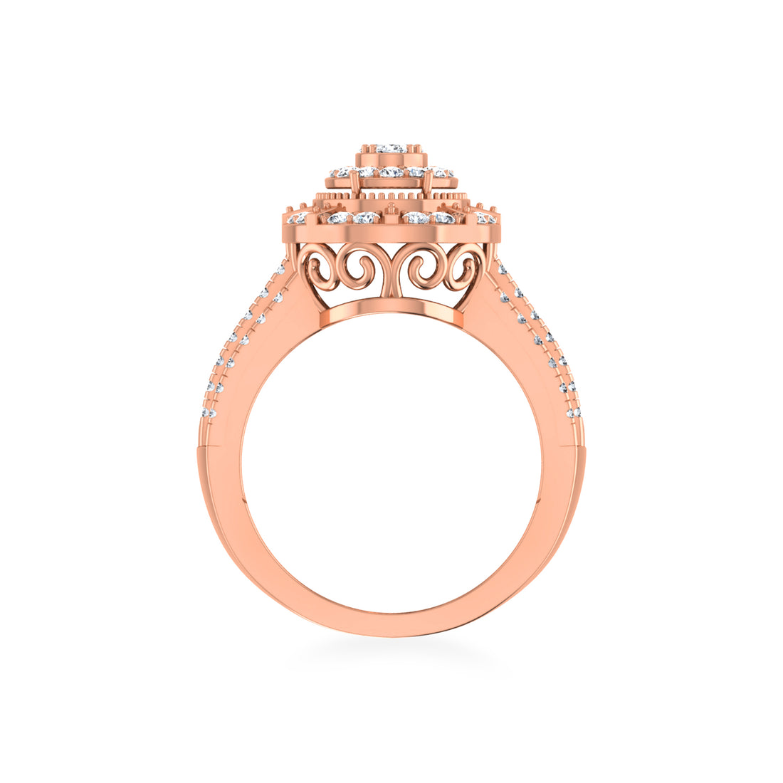 Oval Lab Diamond Ring with Triple Row Band 6