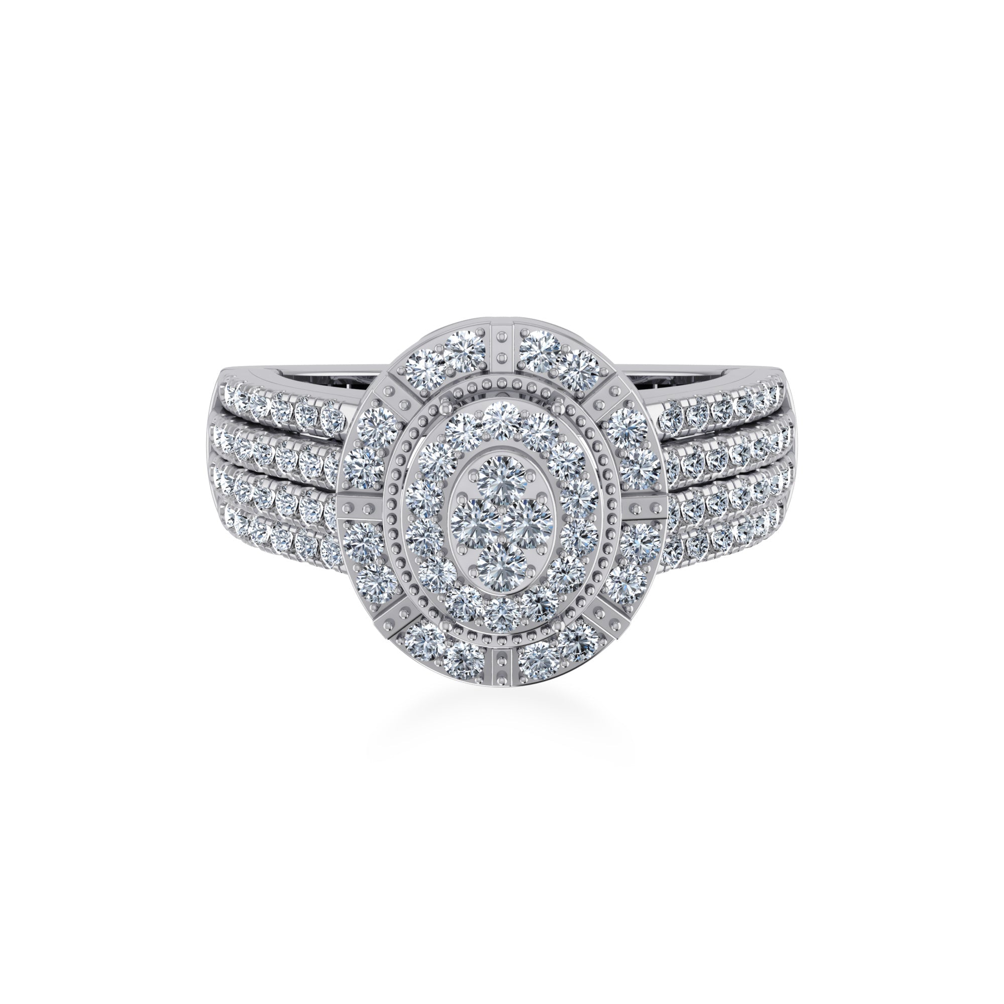 Oval Lab Diamond Ring with Triple Row Band 7