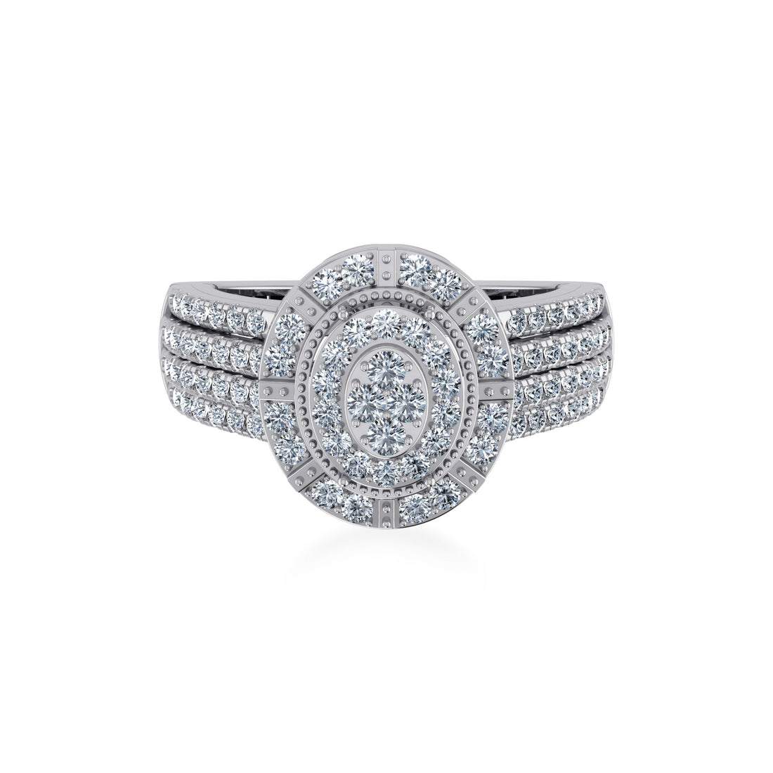 Oval Lab Diamond Ring with Triple Row Band 7