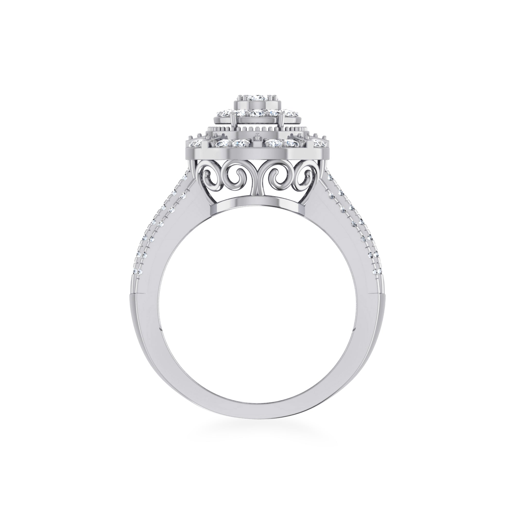 Oval Lab Diamond Ring with Triple Row Band 9