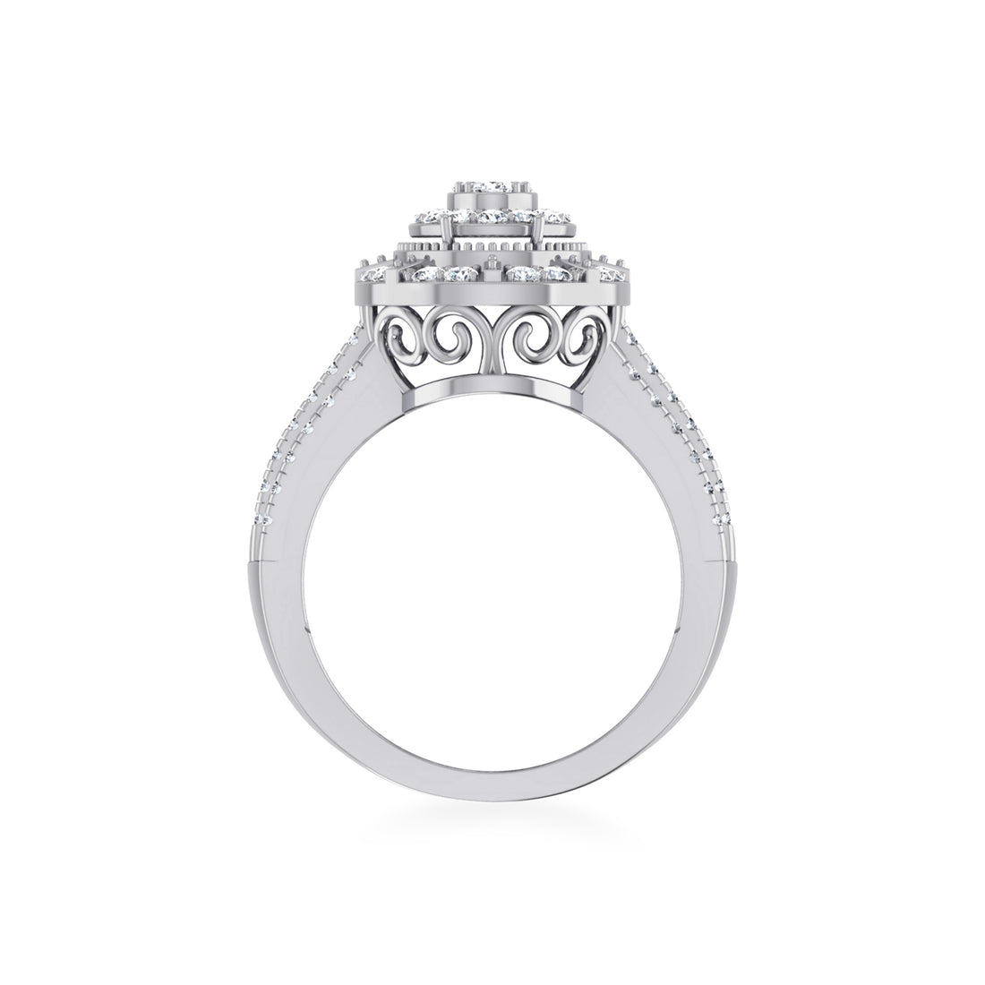 Oval Lab Diamond Ring with Triple Row Band 9