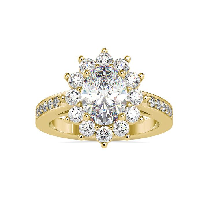 Oval Lab Grown Diamond Halo Ring with Side Stones