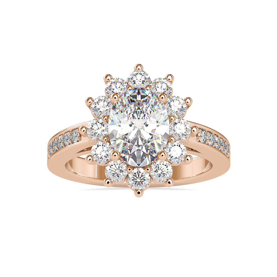 Oval Lab Grown Diamond Halo Ring with Side Stones 3
