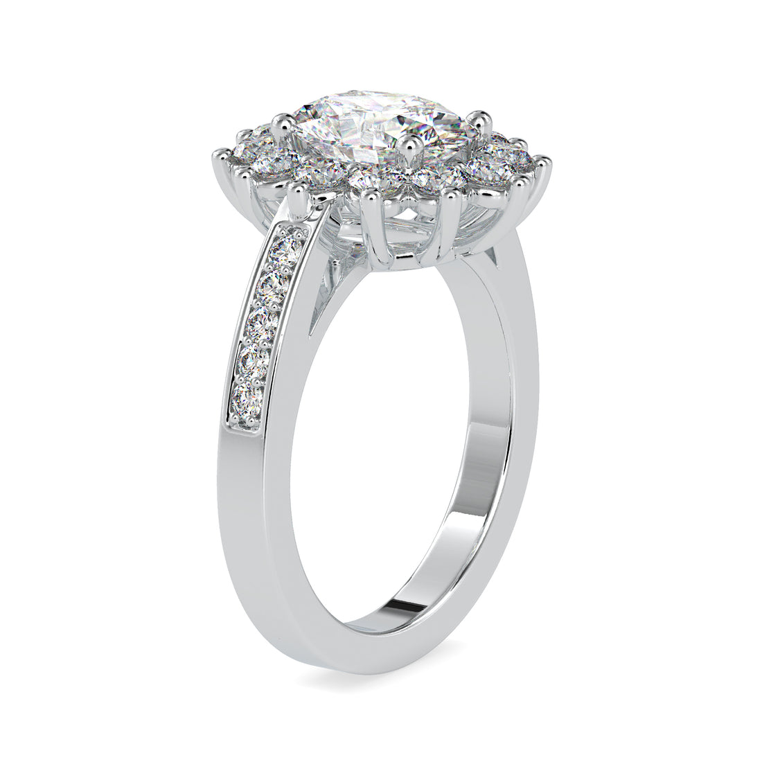 Oval Lab Grown Diamond Halo Ring with Side Stones 5