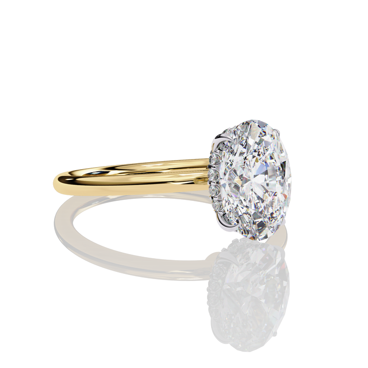 Oval Solitaire Halo Lab Grown Ring