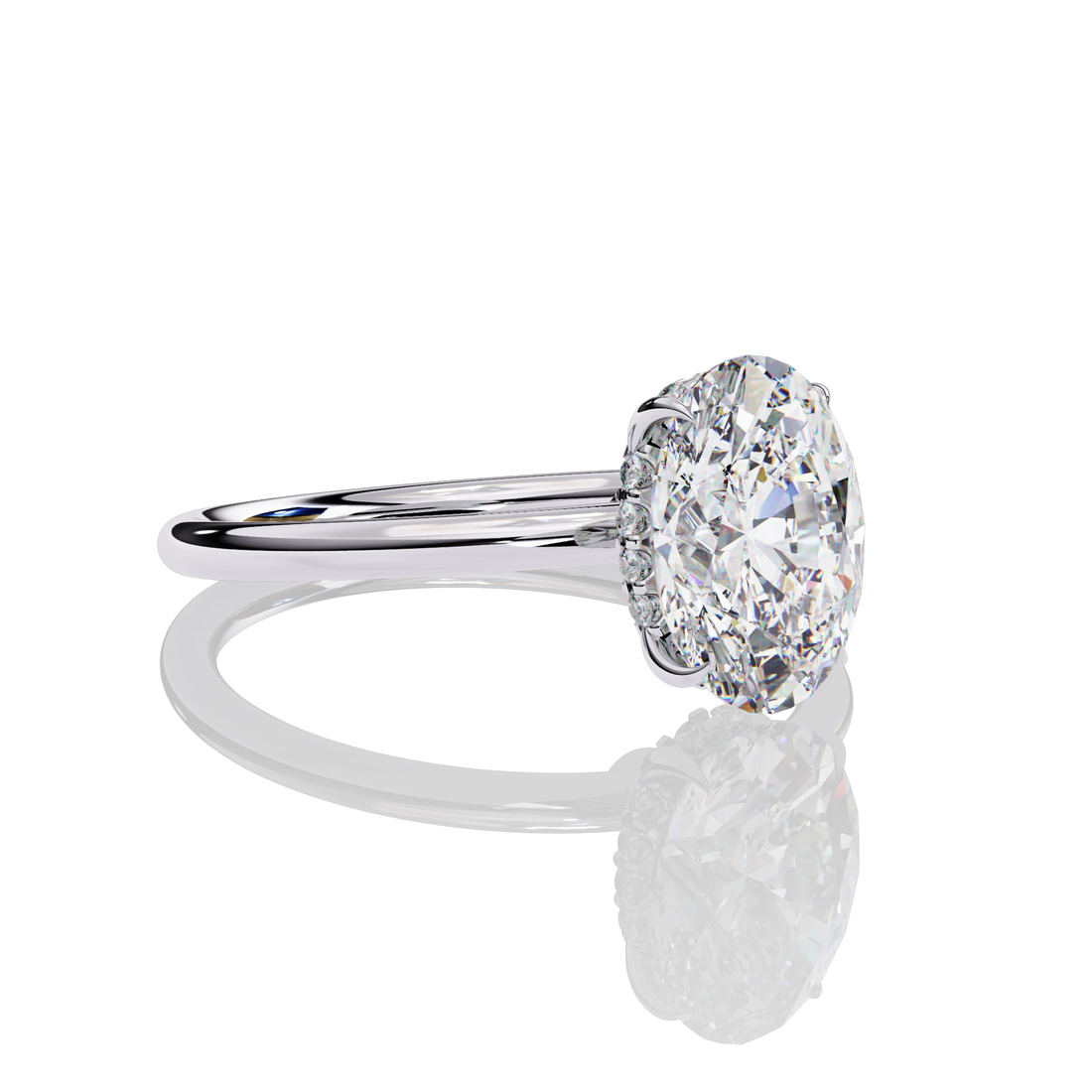 Oval Solitaire Halo Lab Grown Ring