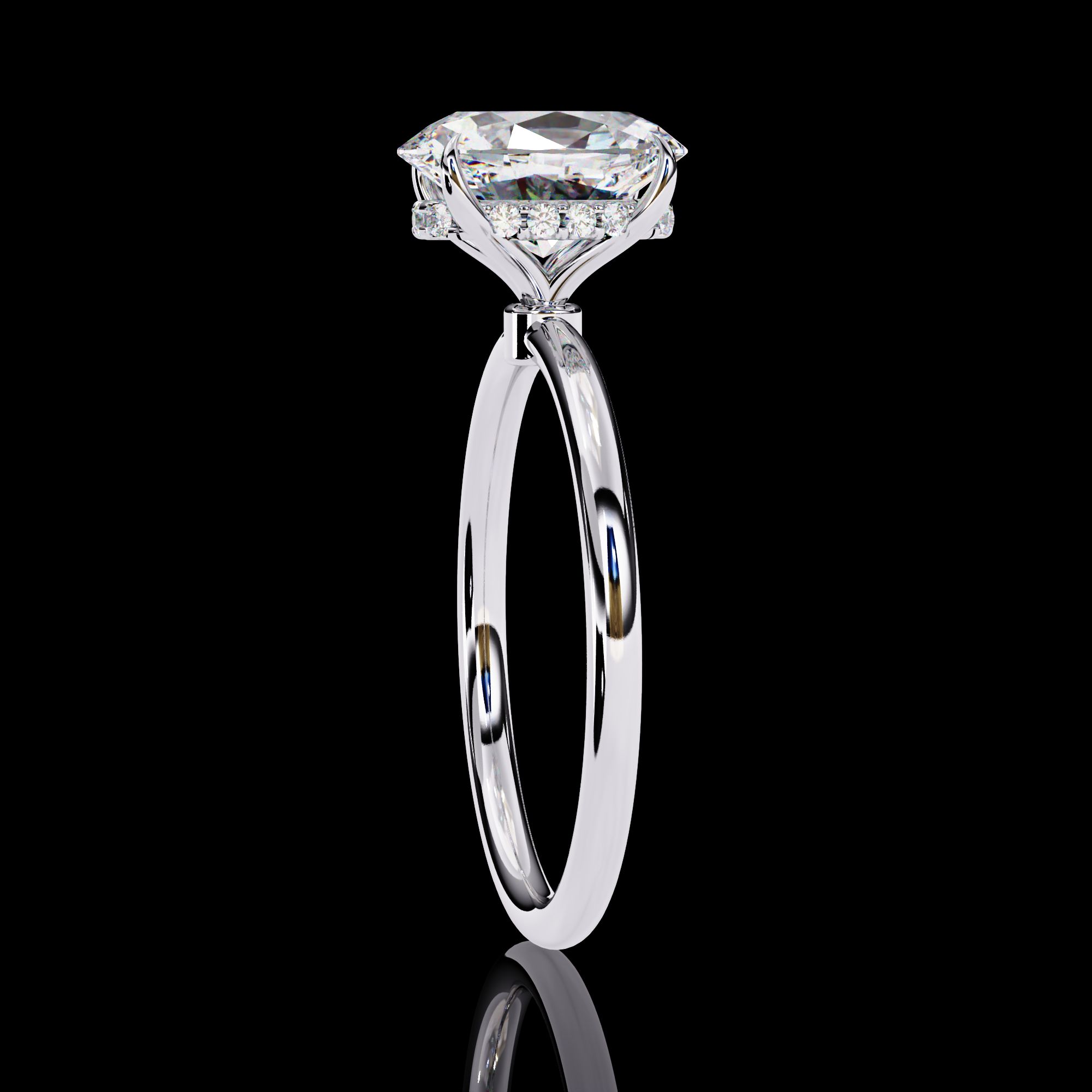 Oval Solitaire Halo Lab Grown Ring