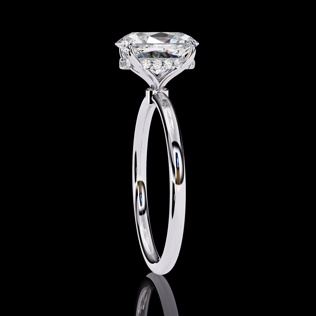 Oval Solitaire Halo Lab Grown Ring