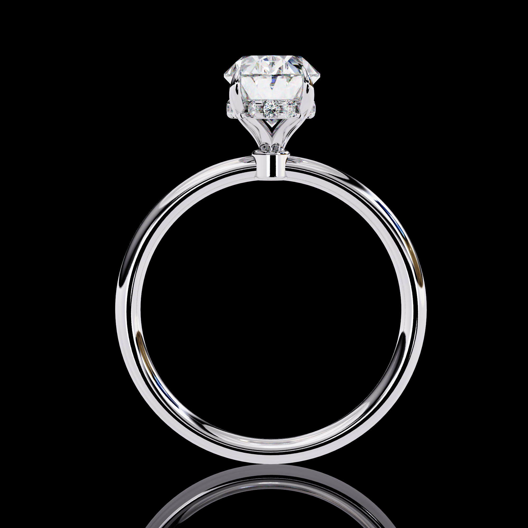Oval Solitaire Halo Lab Grown Ring
