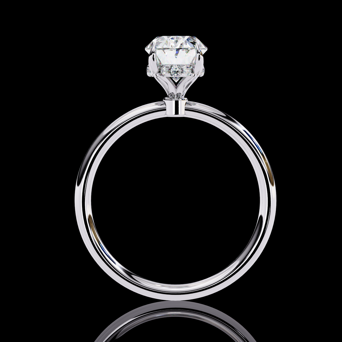 Oval Solitaire Halo Lab Grown Ring
