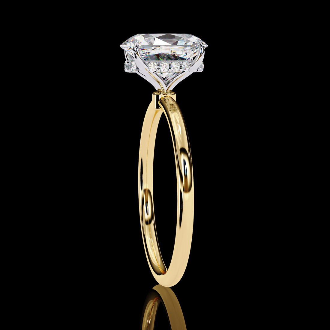 Oval Solitaire Halo Lab Grown Ring