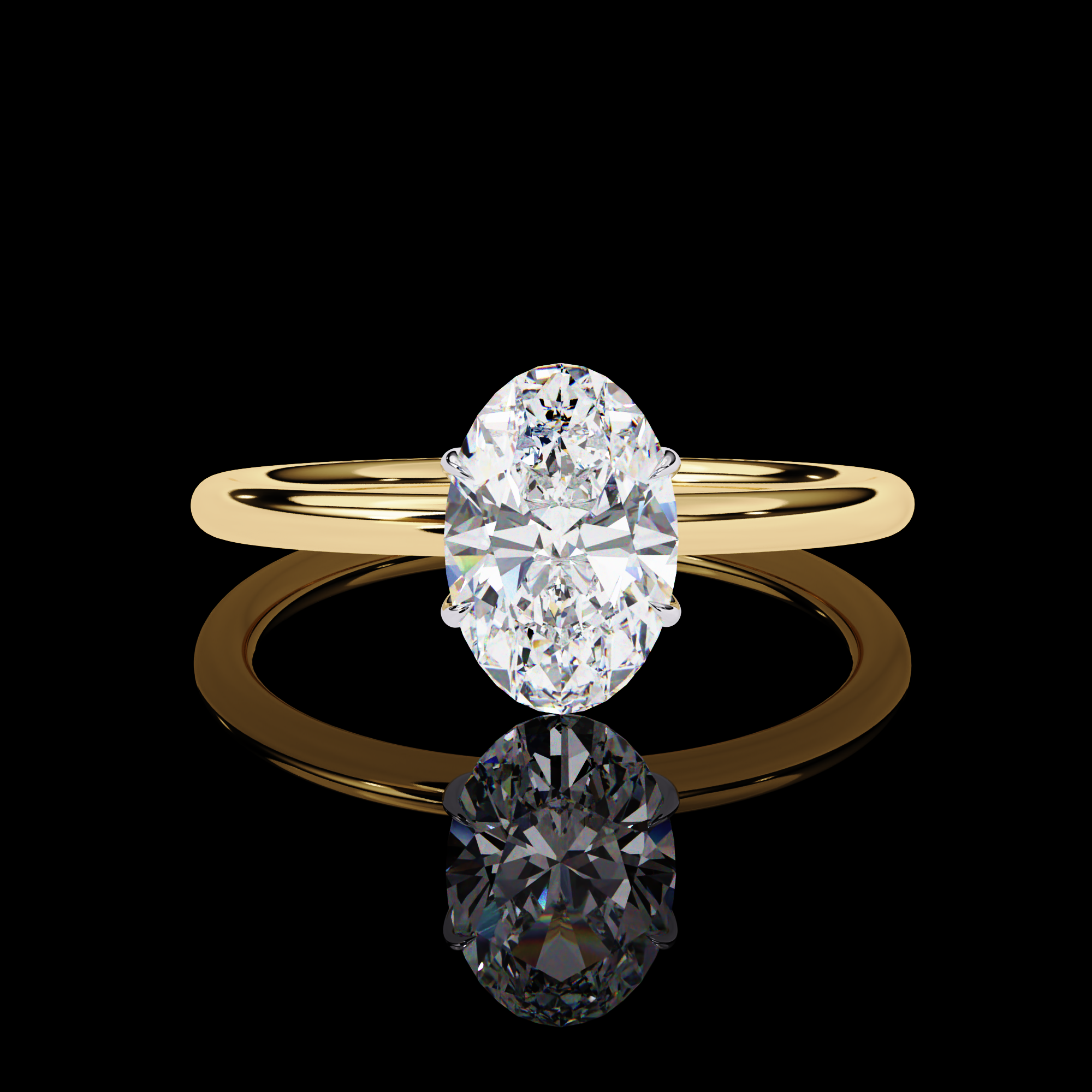 Oval Solitaire Halo Lab Grown Ring