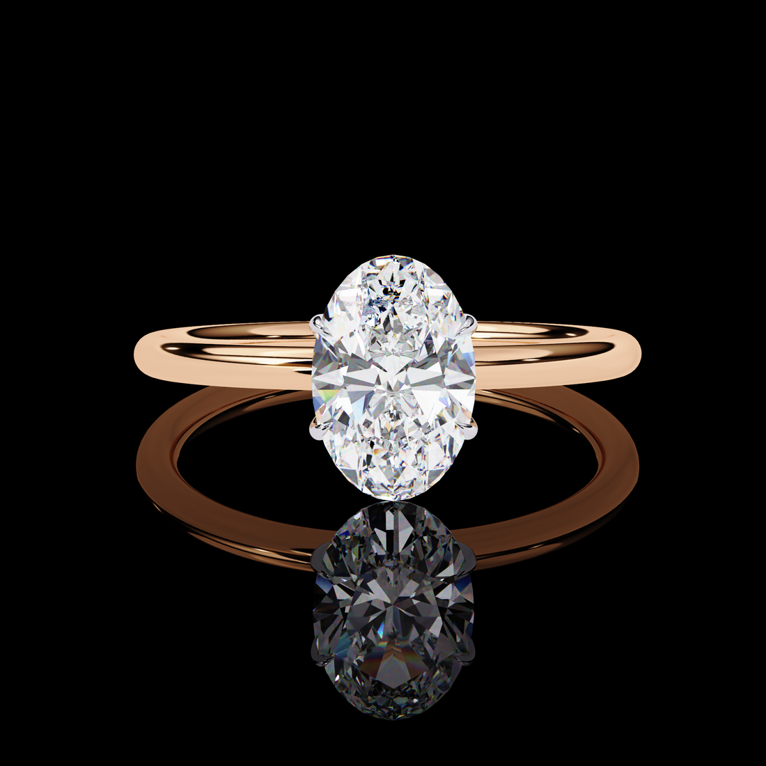 Oval Solitaire Halo Lab Grown Ring