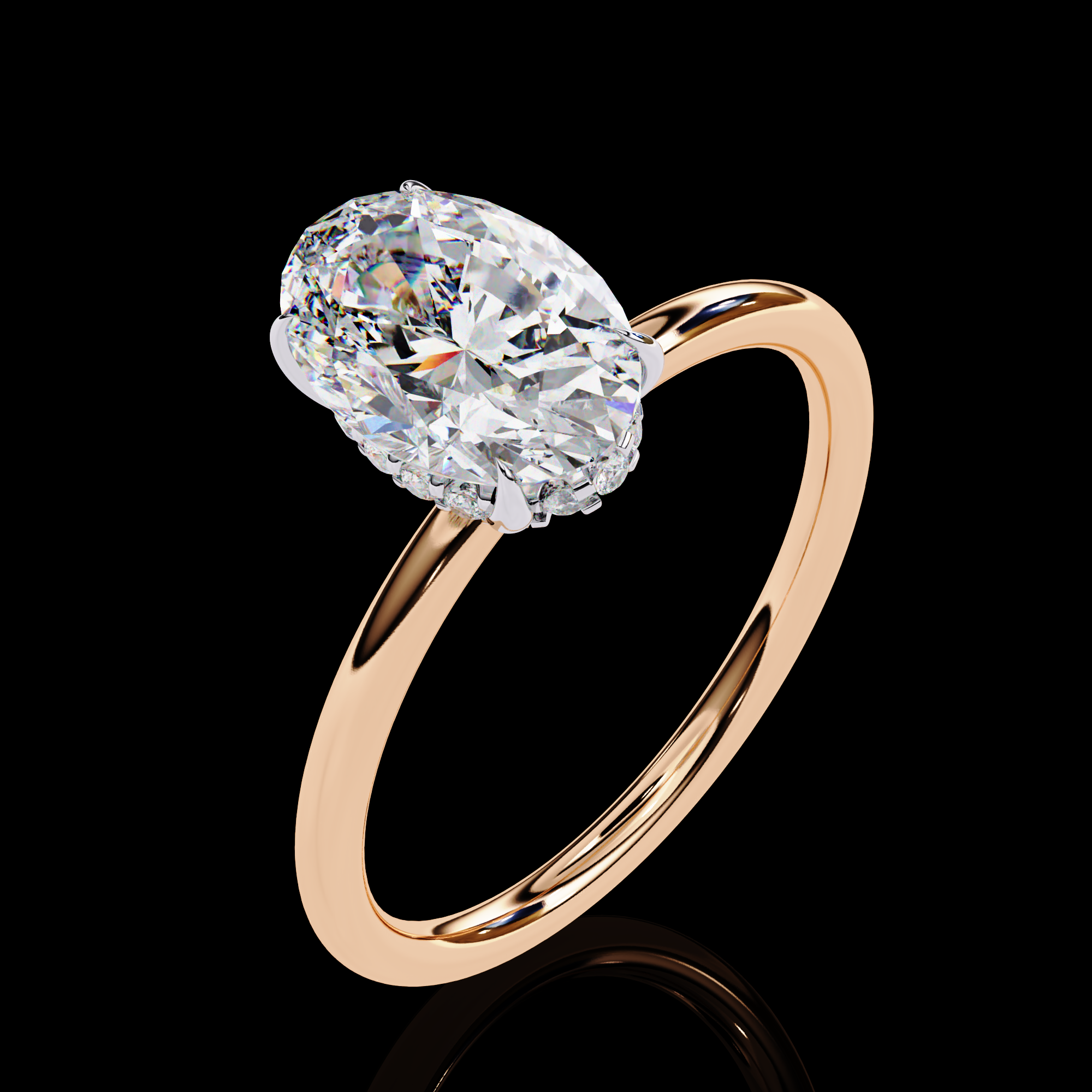 Oval Solitaire Halo Lab Grown Ring