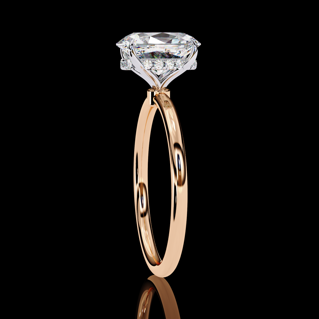Oval Solitaire Halo Lab Grown Ring