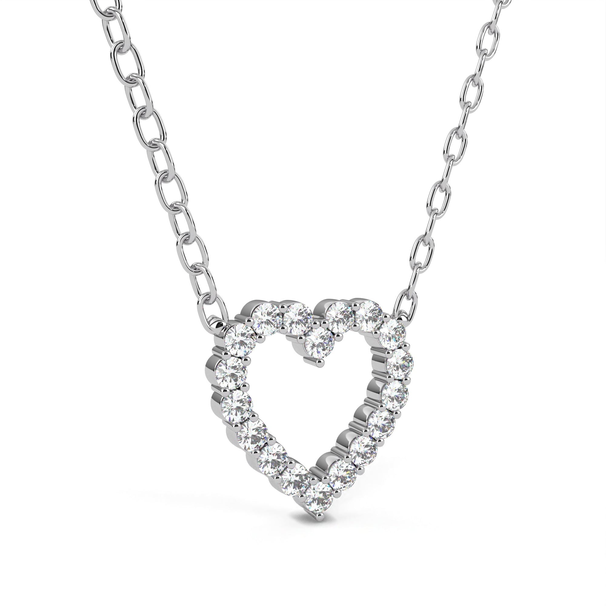 Endless Heart Diamond Necklace In 925 Silver