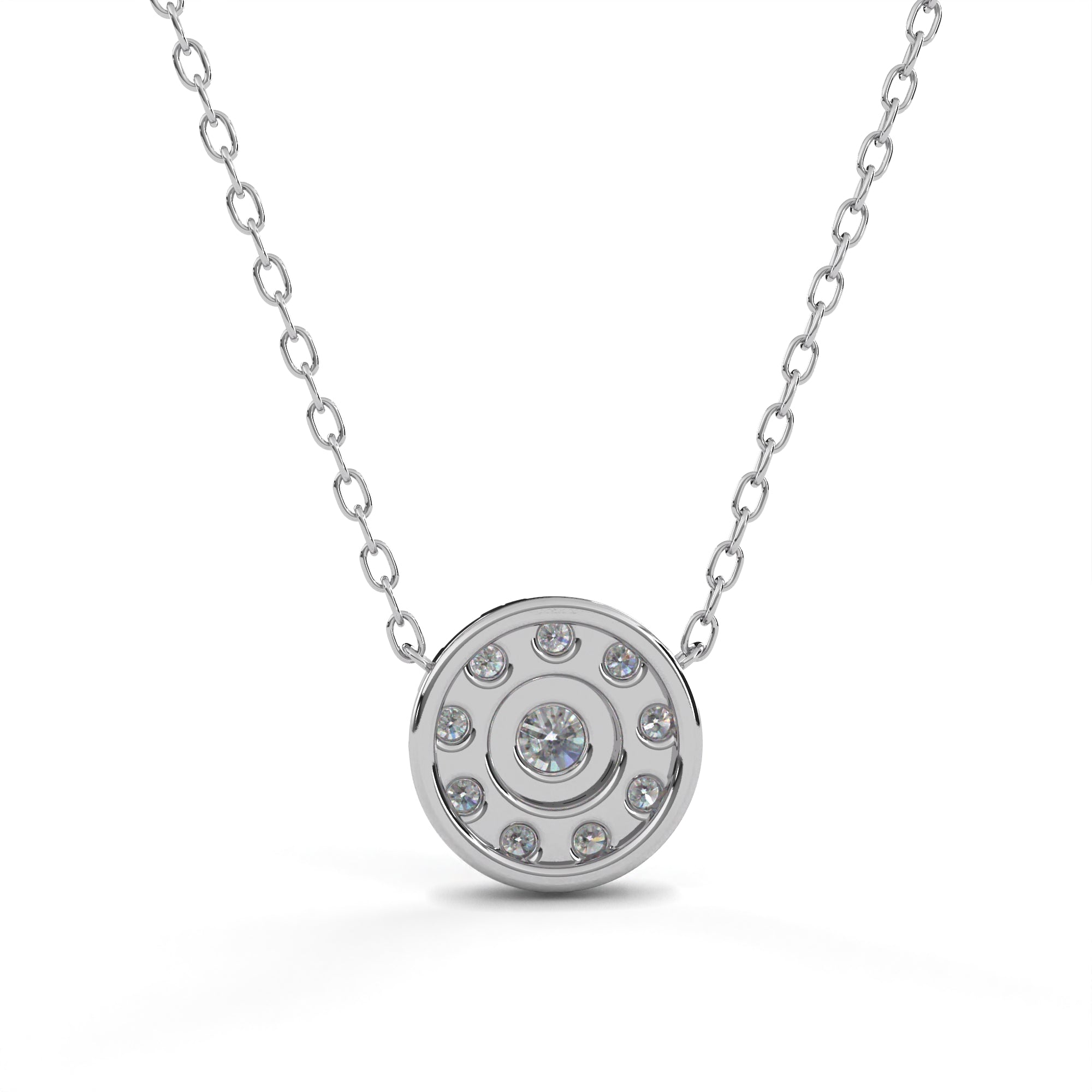 Serene Halo Diamond Pendant  In 925 Silver
