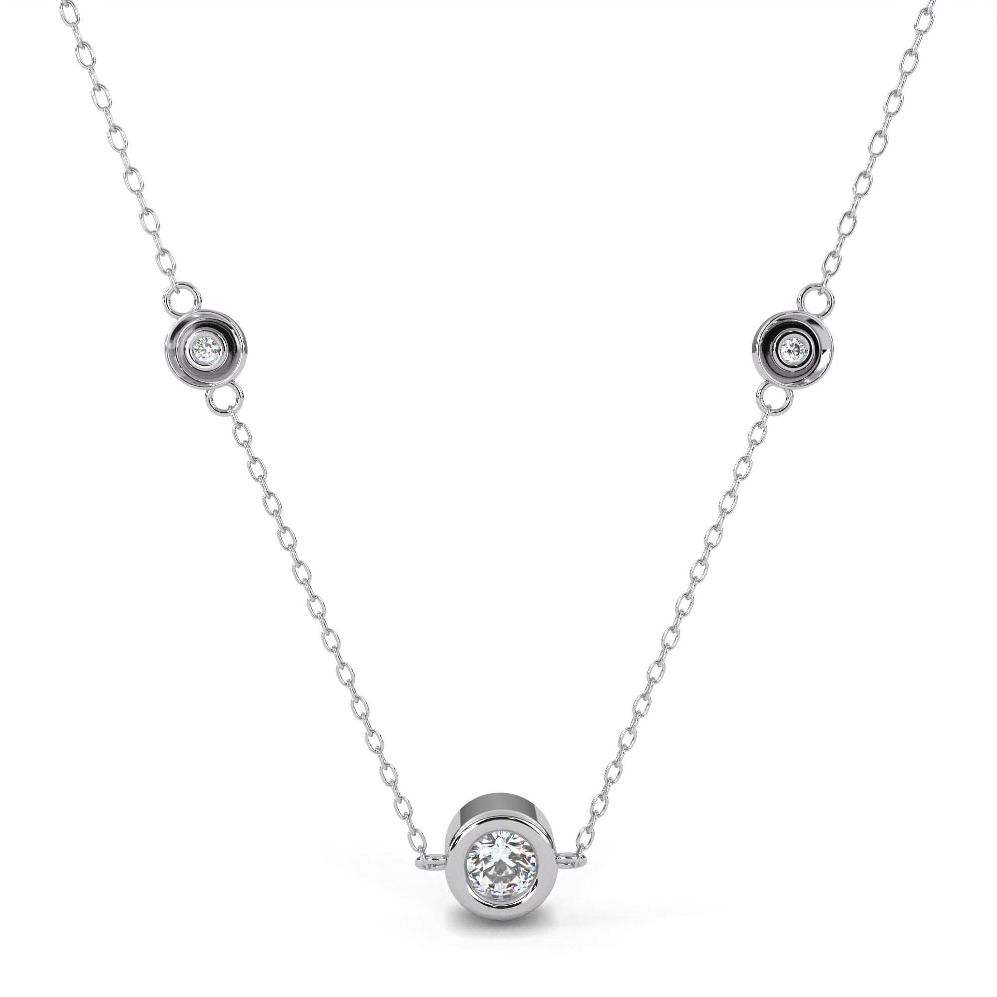 Eternal Halo Diamond Necklace  In 925 Silver