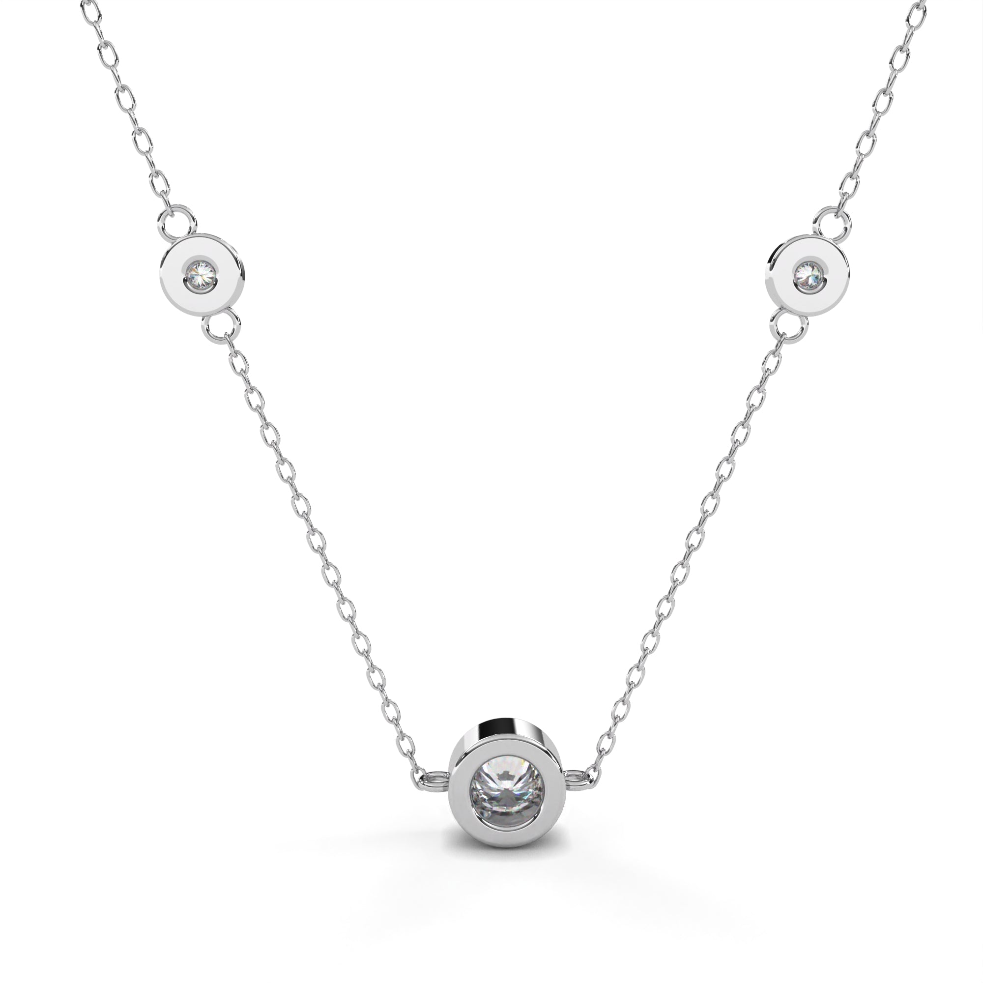 Eternal Halo Diamond Necklace  In 925 Silver