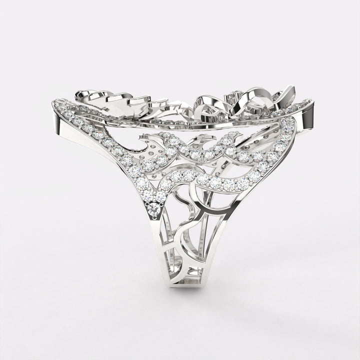 Party Floral Diamond Ring in 925 Silver