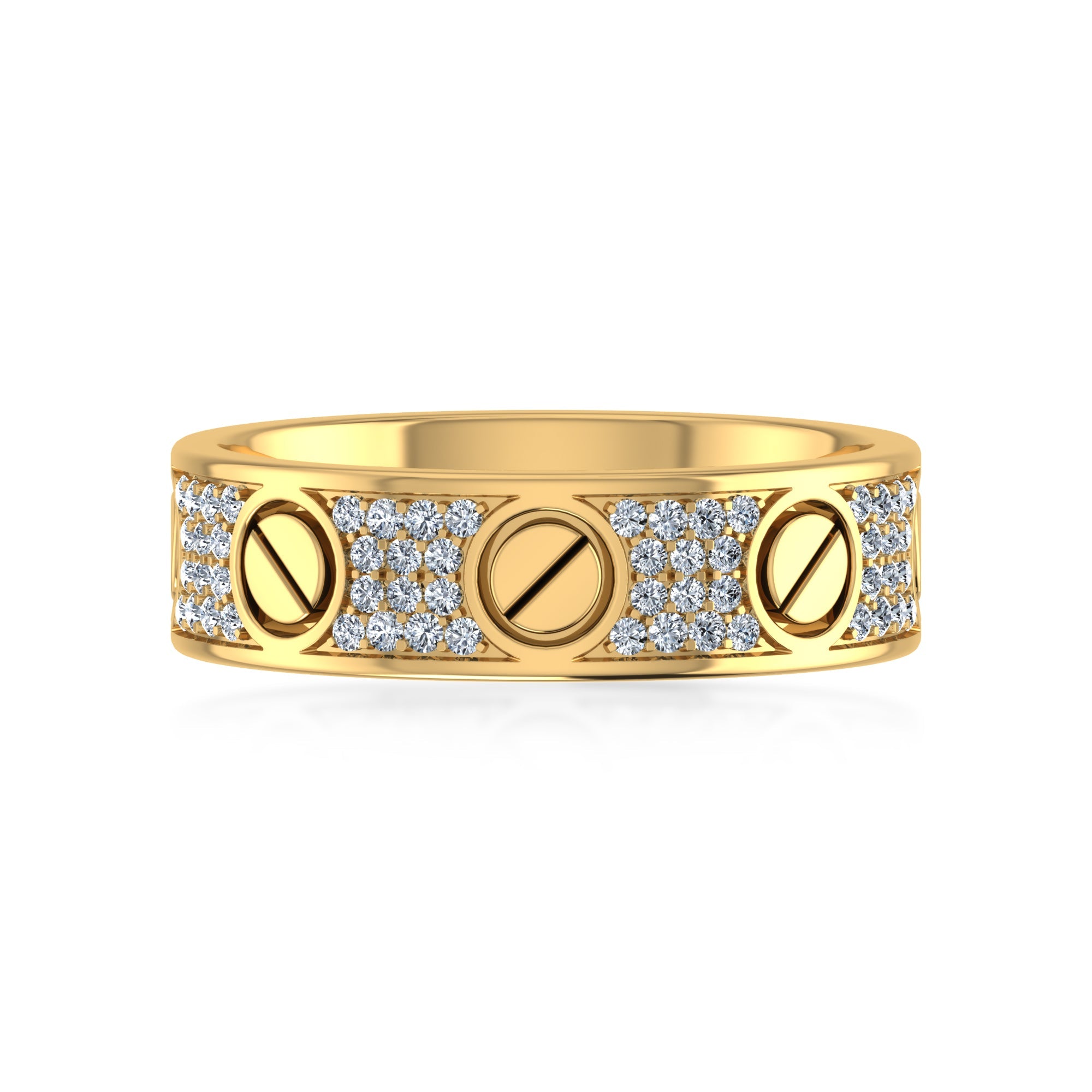 Pavé Lab-Grown Diamond Screw Pattern Band Ring