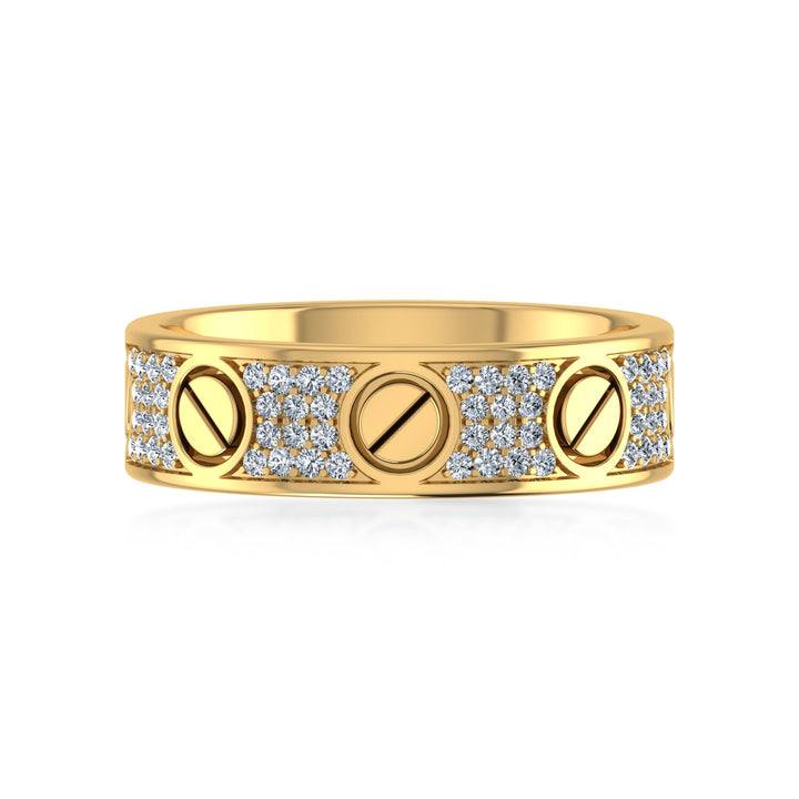Pavé Lab-Grown Diamond Screw Pattern Band Ring