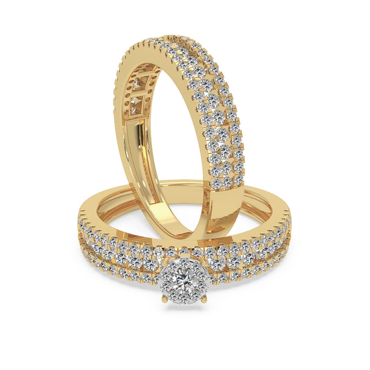 Pavé Multi-Band Lab Grown Diamond Statement Ring with Center Cluster