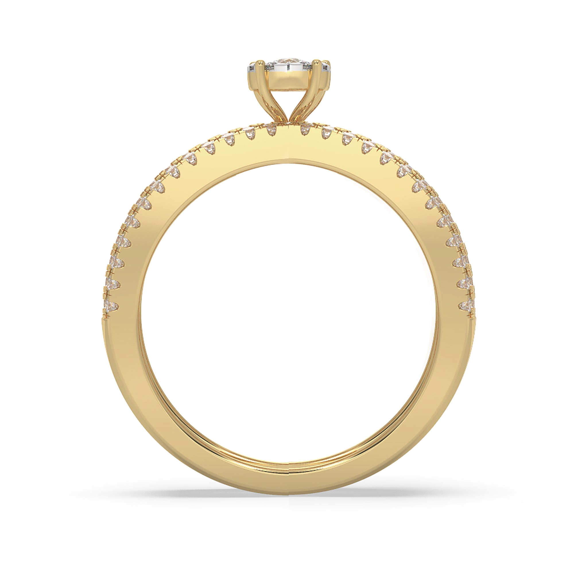 Pavé Multi-Band Lab Grown Diamond Statement Ring with Center Cluster