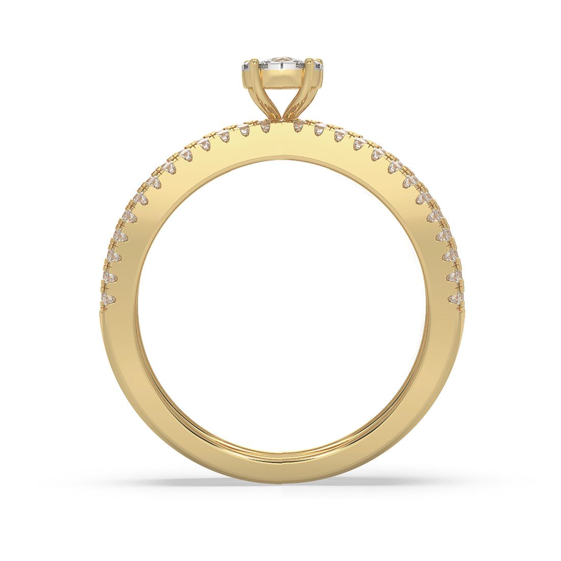 Pavé Multi-Band Lab Grown Diamond Statement Ring with Center Cluster