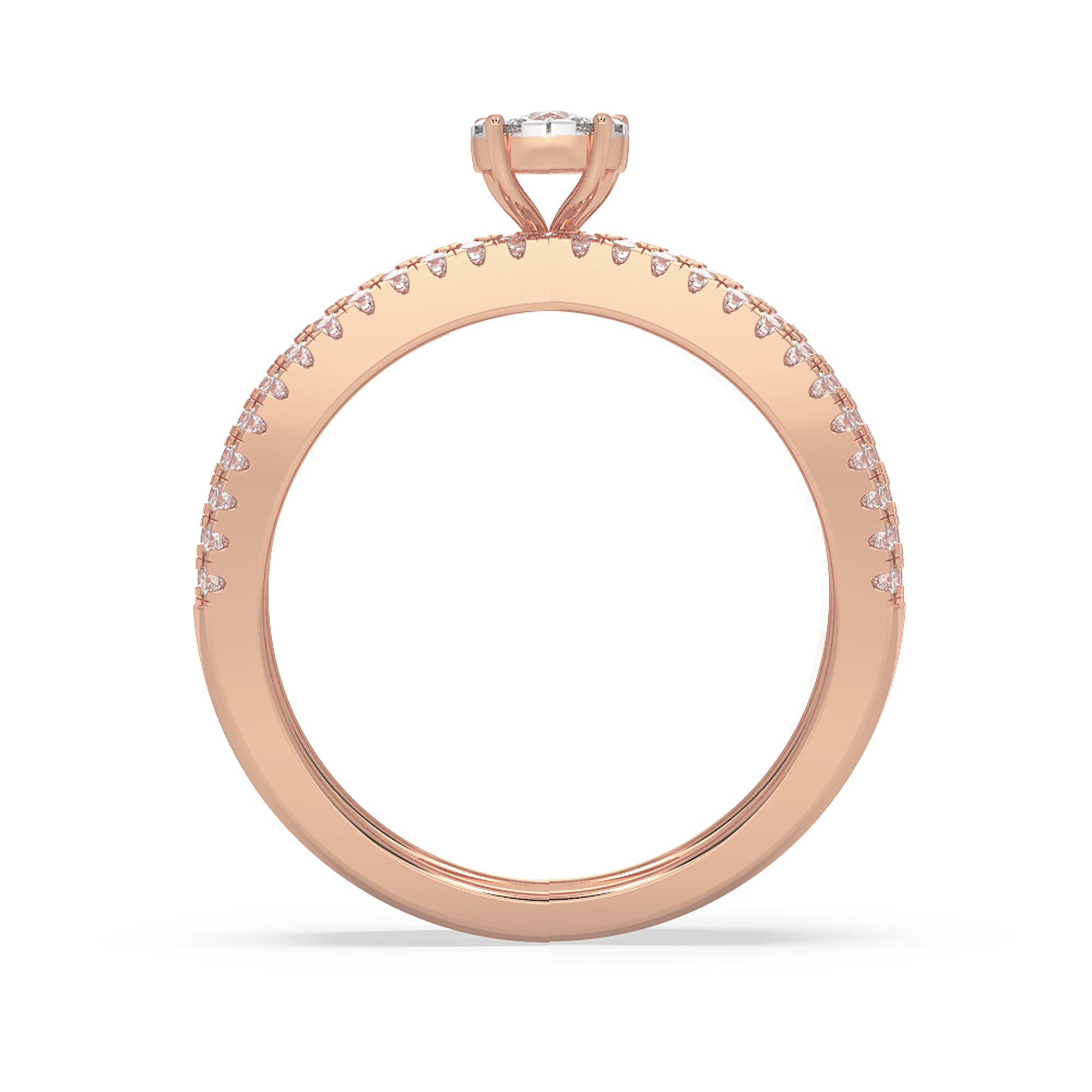 Pavé Multi-Band Lab Grown Diamond Statement Ring with Center Cluster