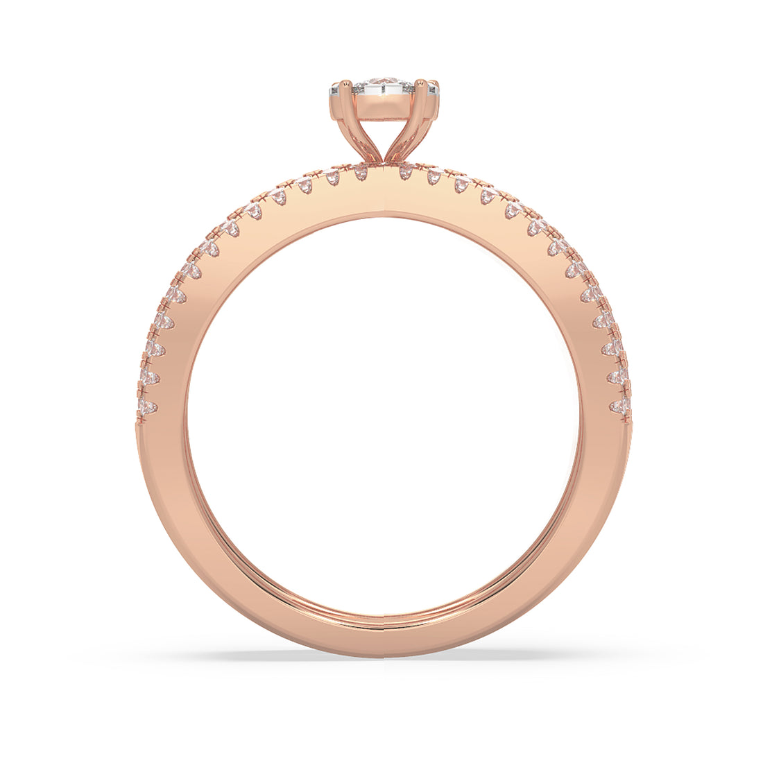 Pavé Multi-Band Lab Grown Diamond Statement Ring with Center Cluster