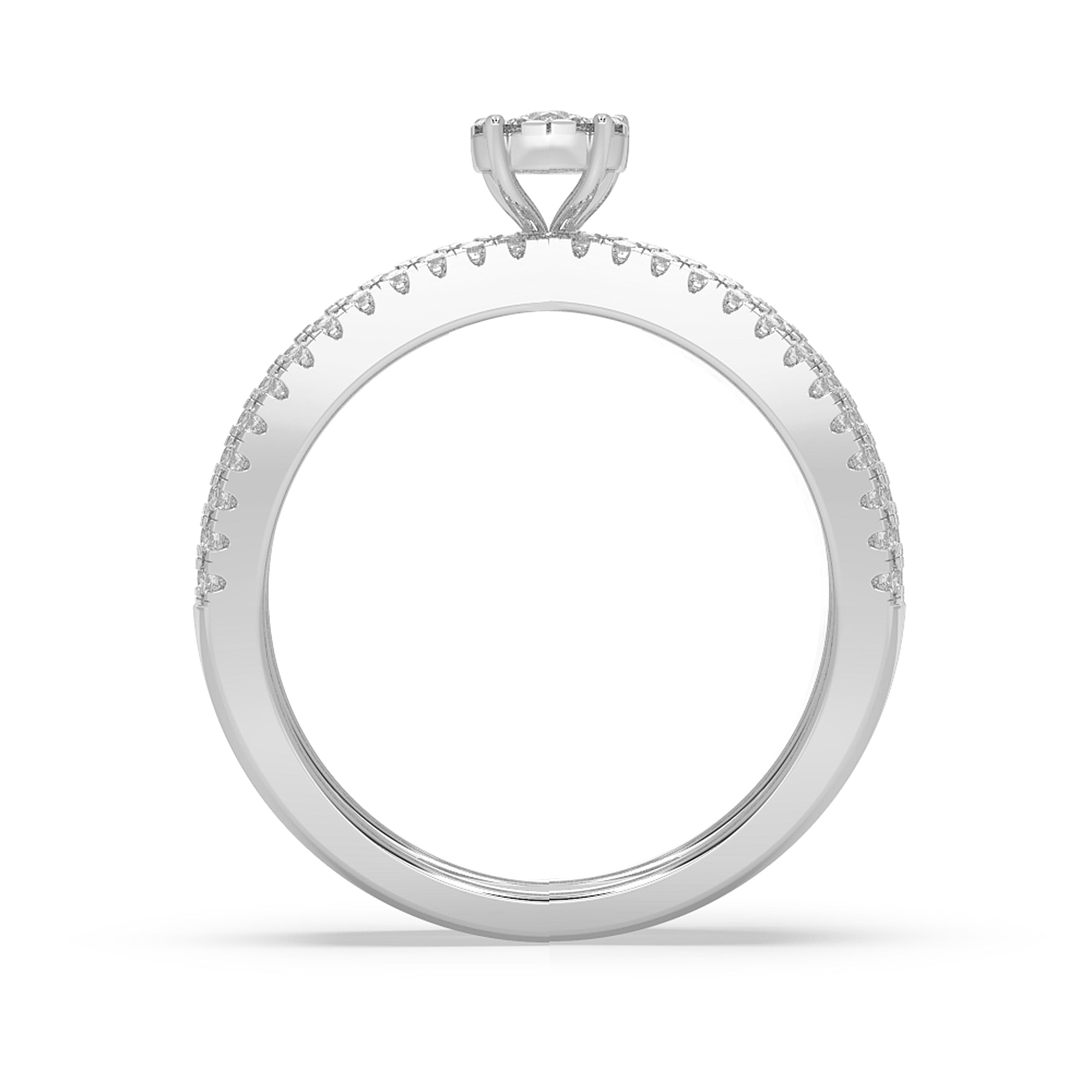 Pavé Multi-Band Lab Grown Diamond Statement Ring with Center Cluster