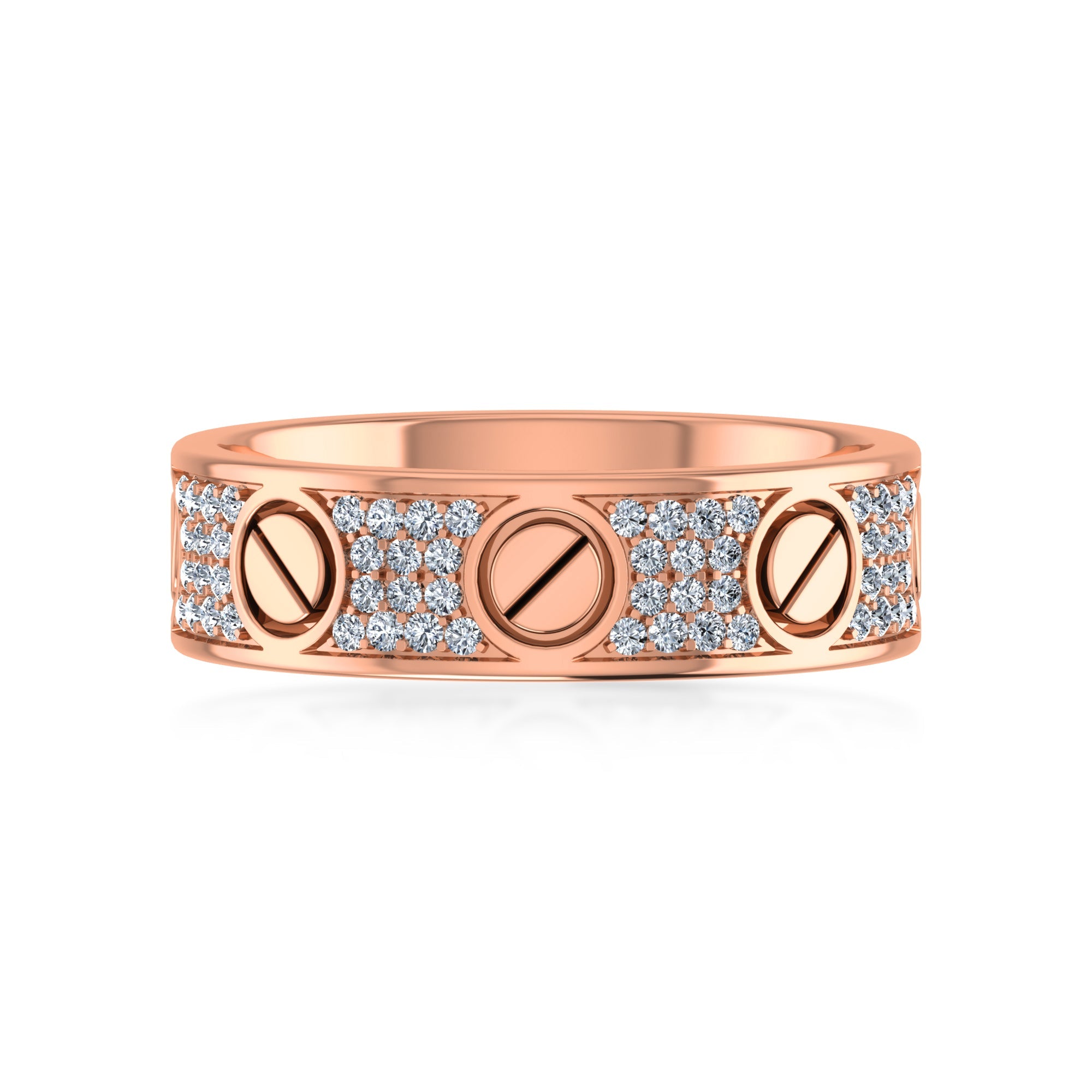 Pave Lab-Grown Diamond Screw Pattern Band Ring 4