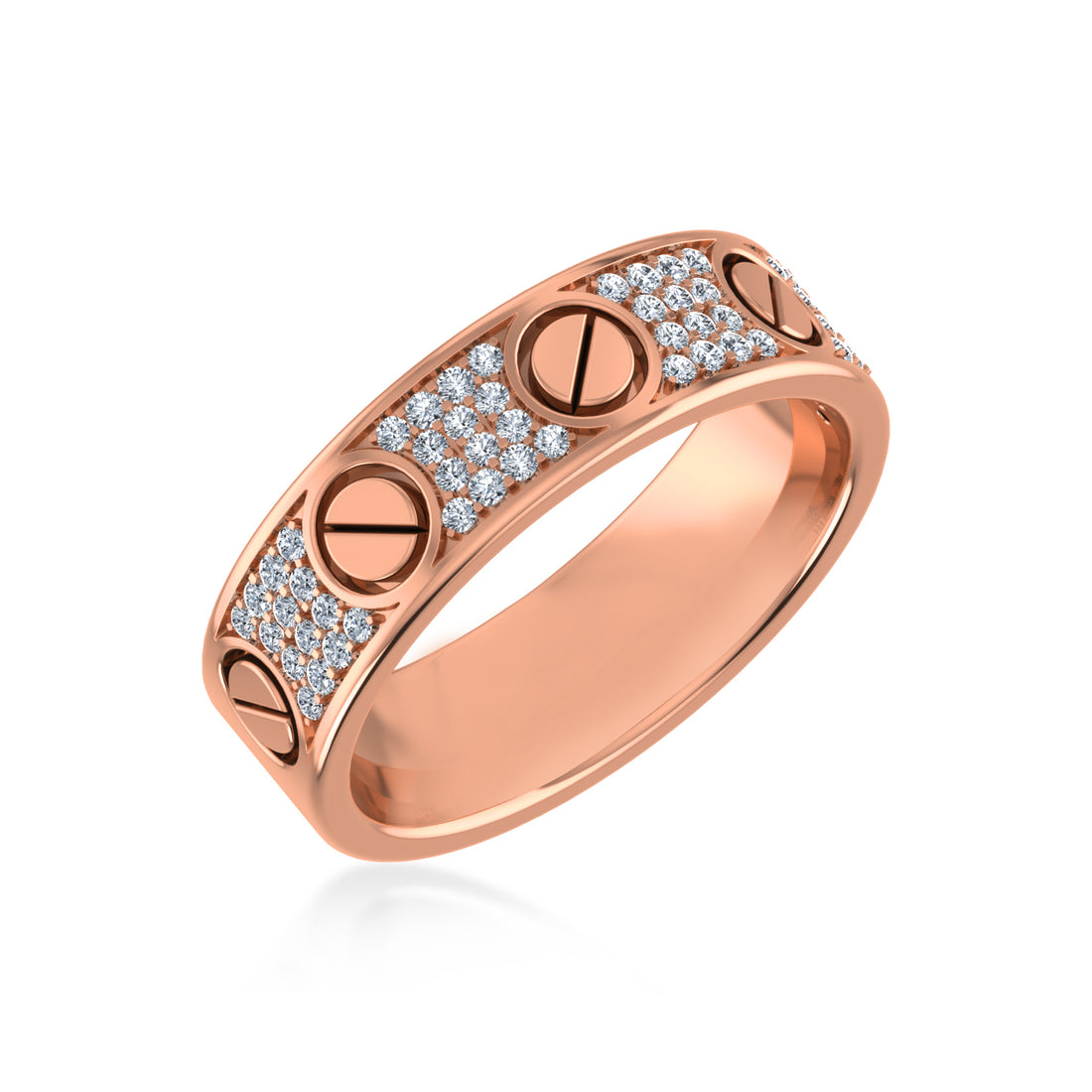 Pave Lab-Grown Diamond Screw Pattern Band Ring 5