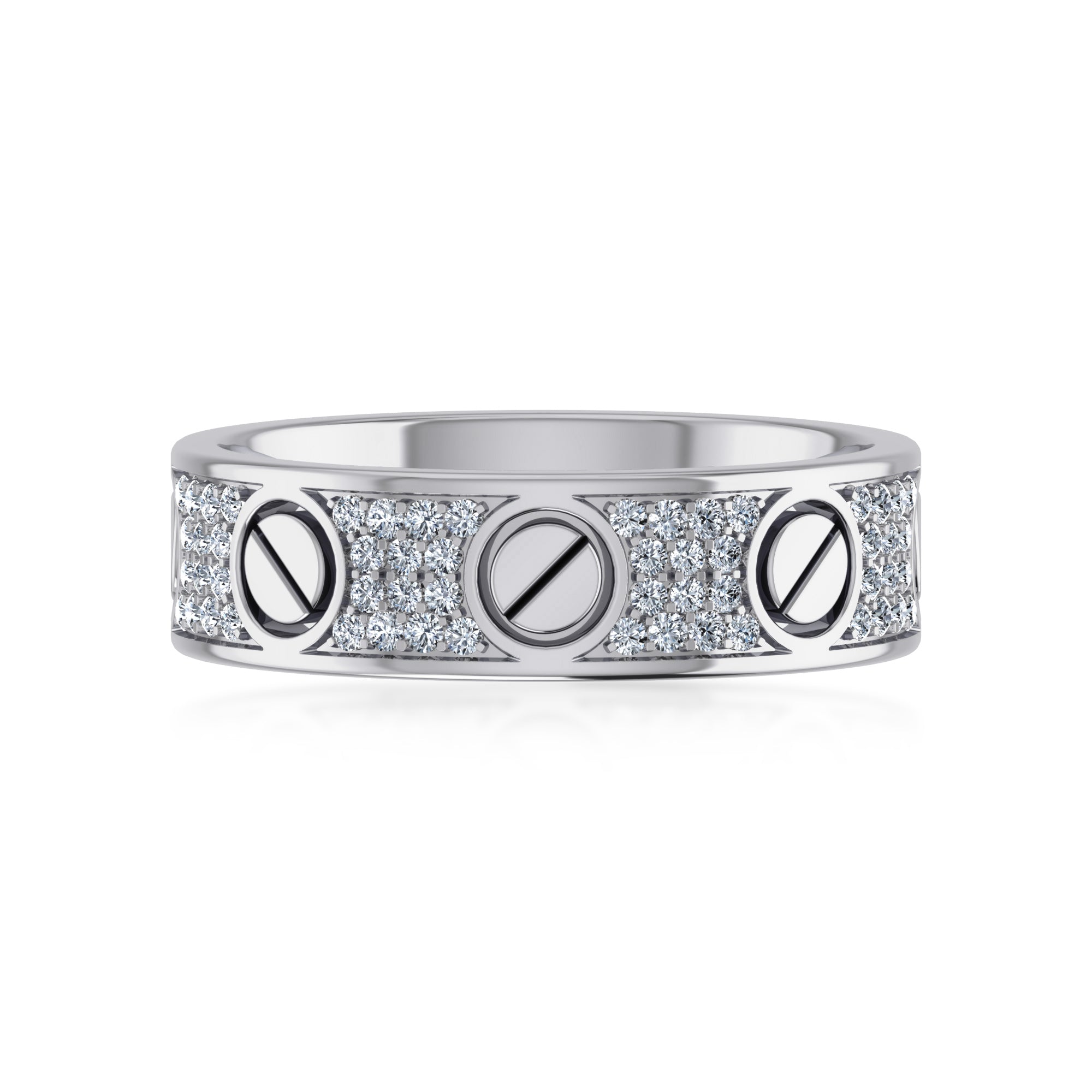 Pave Lab-Grown Diamond Screw Pattern Band Ring 7