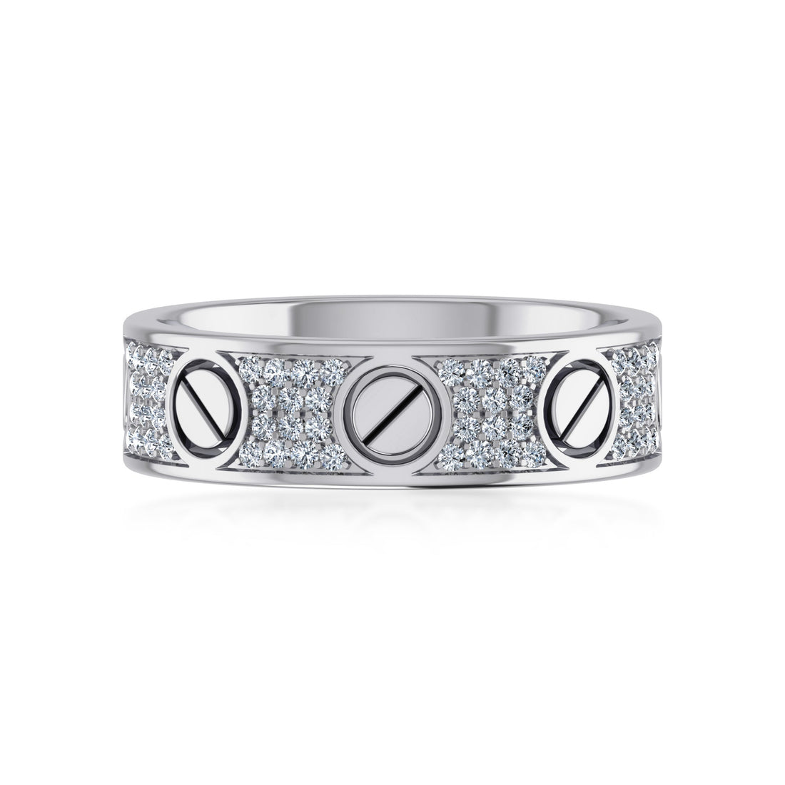 Pave Lab-Grown Diamond Screw Pattern Band Ring 7