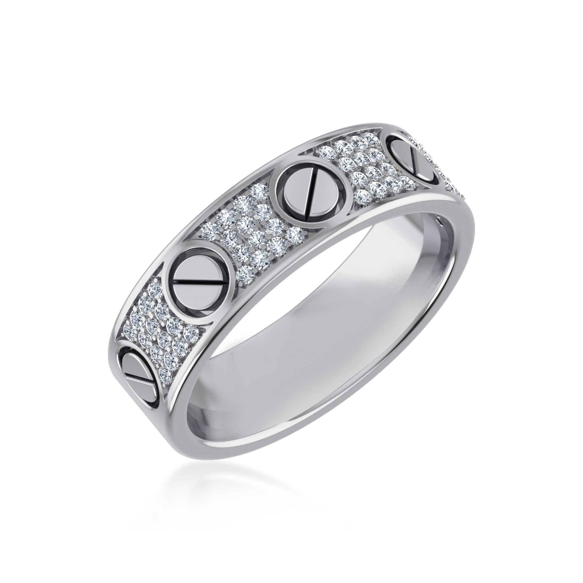 Pave Lab-Grown Diamond Screw Pattern Band Ring 8
